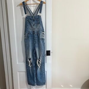 Free People Ziggy Destroyed Overalls